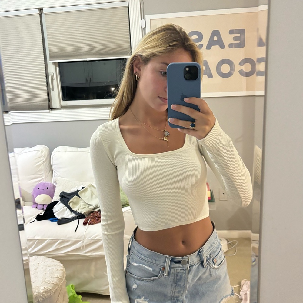 Cream open back top
